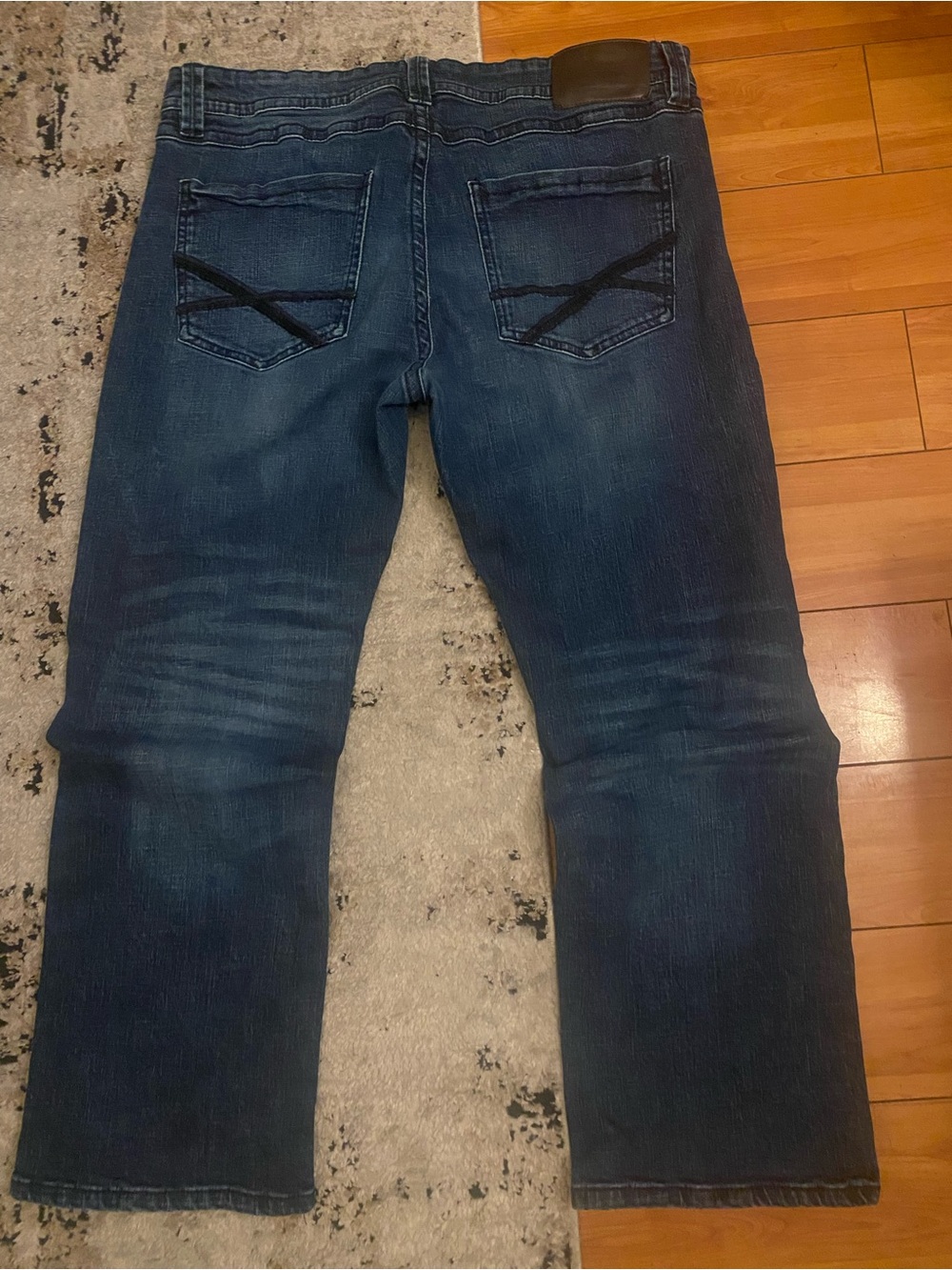 Hollister Men's Dark Wash Bootcut Jeans with Back-Pocket Stitching
